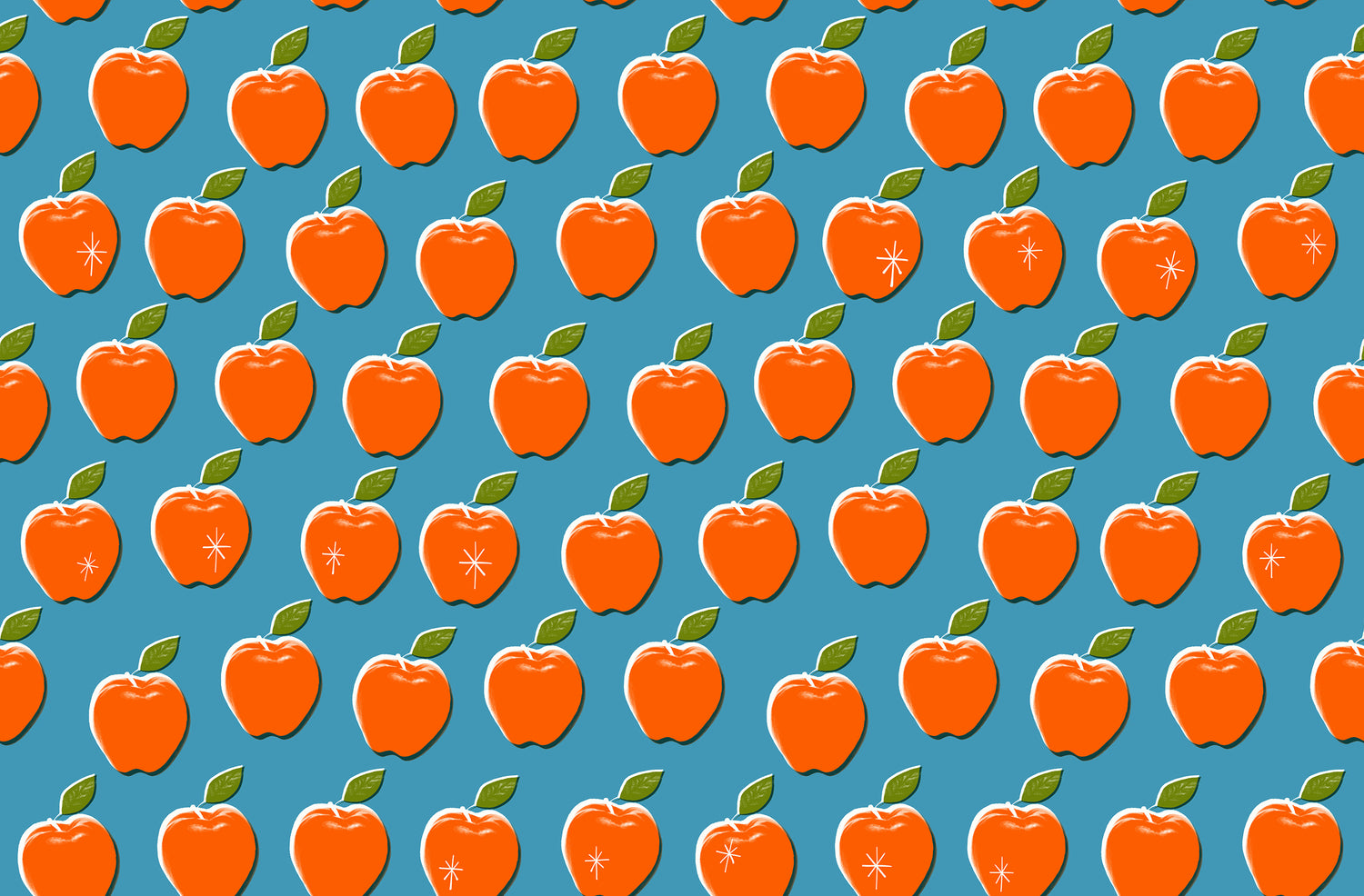PREORDER Sparkle Shopper || Apples Vintage Blue || Cotton Quilting Fabric