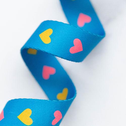 1" Hearts Bright Blue Webbing || Half Yard