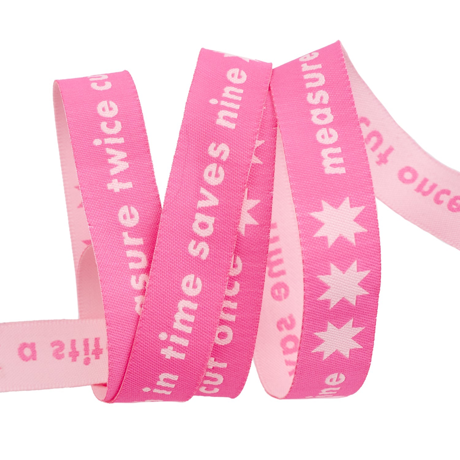 PREORDER Designer Renaissance Ribbons: Measure Twice Neon Pink 5/8" BTY