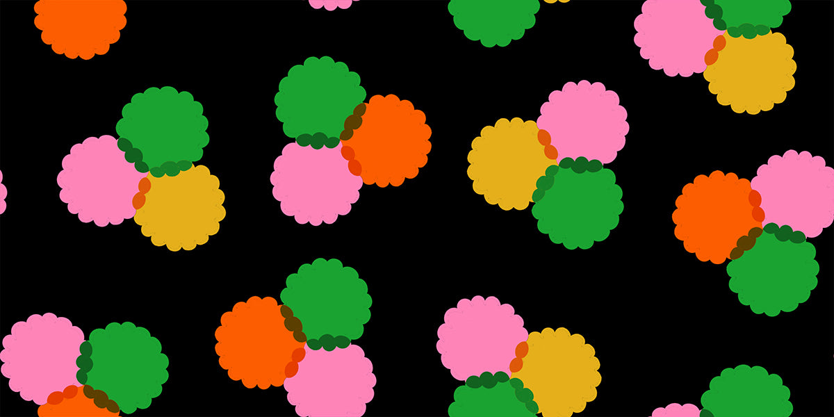 PREORDER Sparkle Mart || Puffs Black || Cotton Quilting Fabric