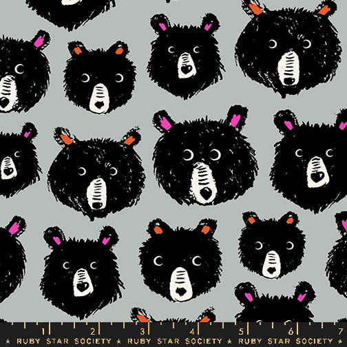 TEDDY AND THE BEARS || Teddy and the Bears Steel || Cotton Quilting Fabric