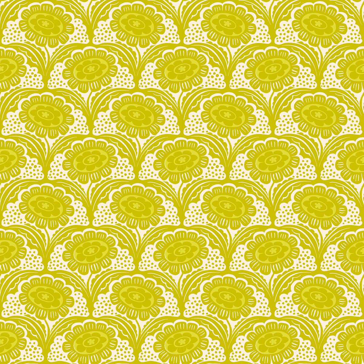PREORDER Ink Shop || Scallop Rose Pistachio || Cotton Quilting Fabric