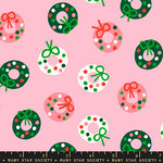 PREORDER MERRY HAPPY || Bough Down Melody Pink || Cotton Quilting Fabric