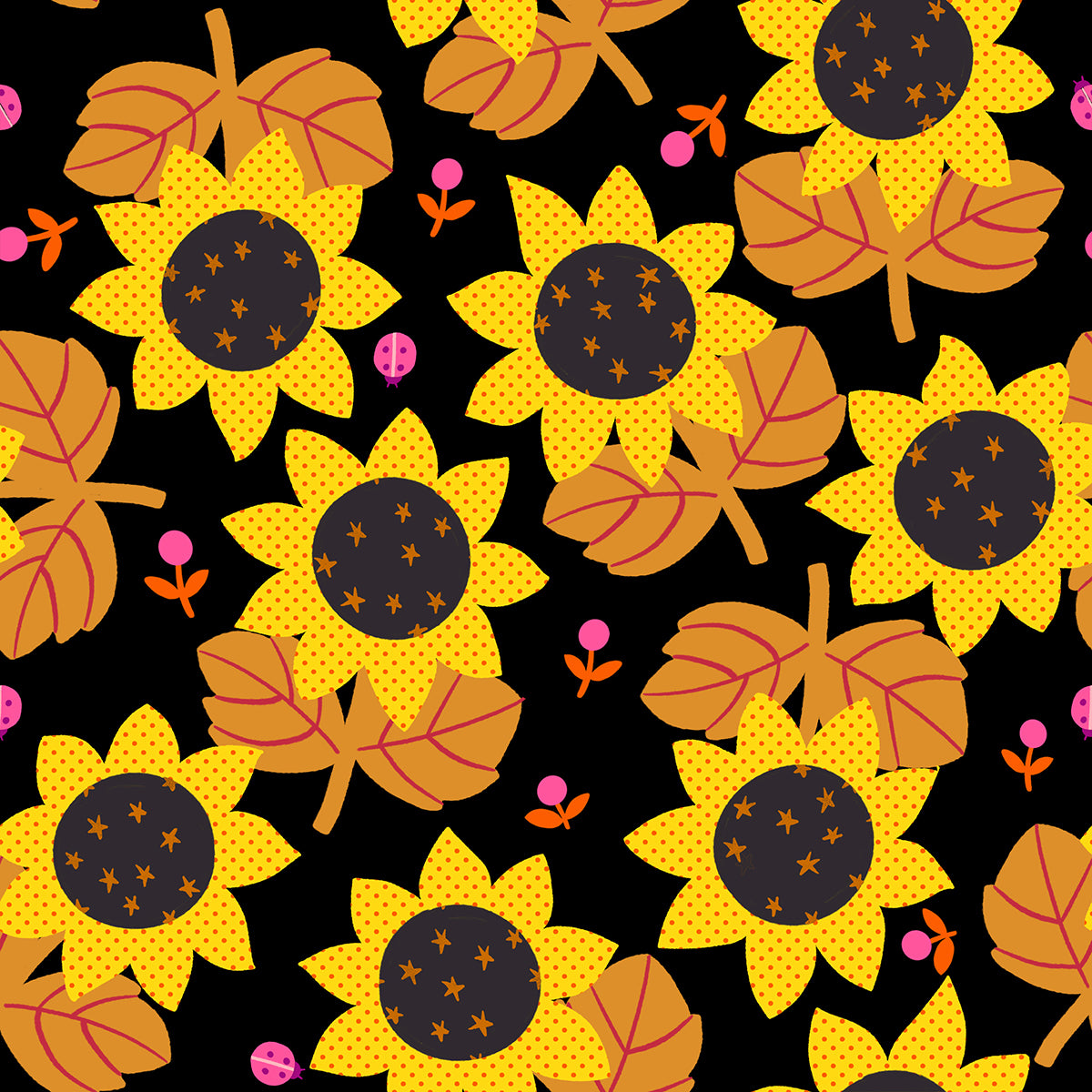 PREORDER Daisy Days || Sunflower Black || Cotton Quilting Fabric
