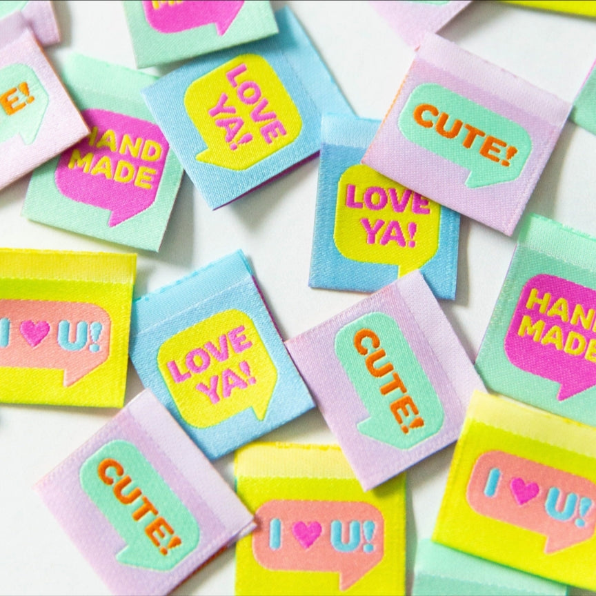 Speech Bubbles Lolly Tags Labels || Pack of 8 Woven Labels