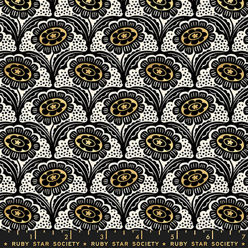 PREORDER Ink Shop || Scallop Flower Gold || Cotton Quilting Fabric