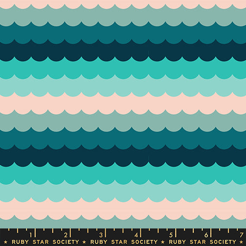 PREORDER Poolside Too || Umbrella Scallops Peacock || Cotton Quilting Fabric