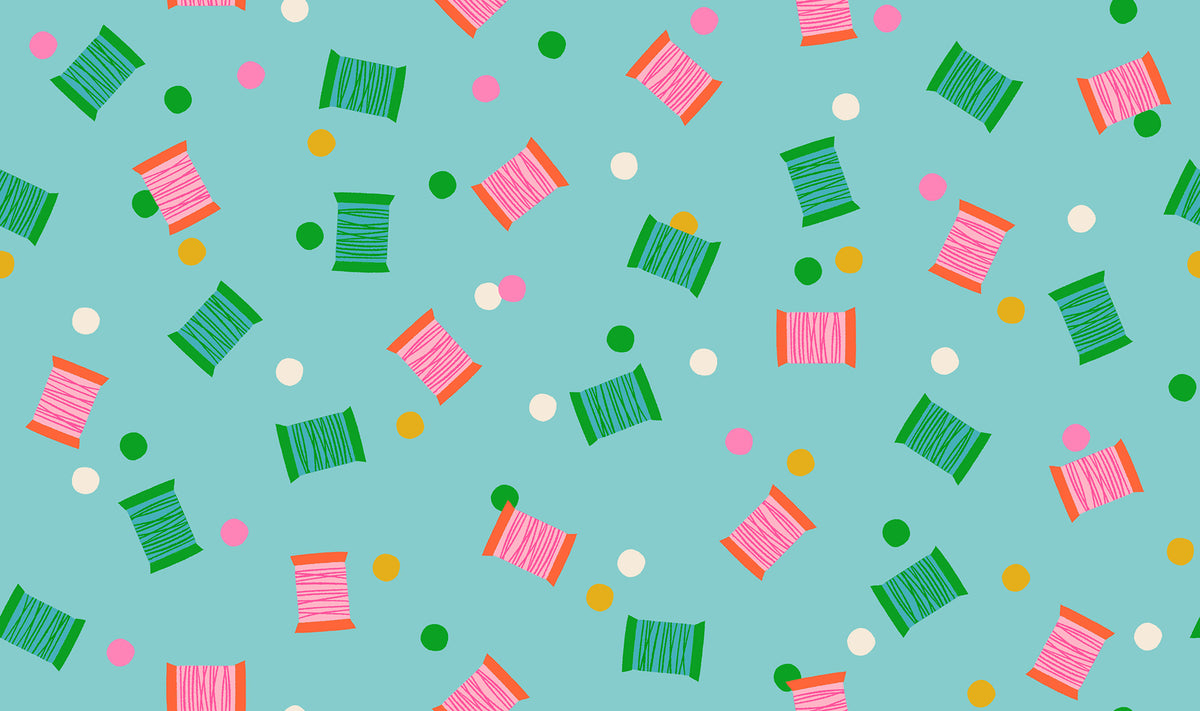 PREORDER 1-800-Notion || Spools Cloudless || Cotton Quilting Fabric