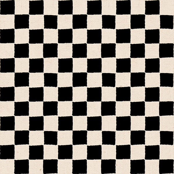 PREORDER Daisy Days || Block Print Black || Cotton Linen Canvas HALF YARD
