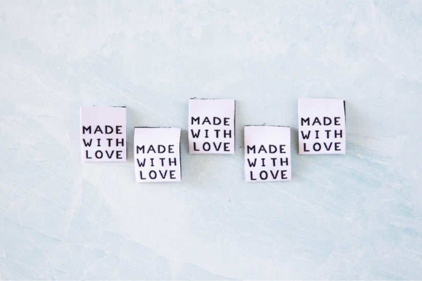 Made with Love || Woven Labels || 8 Pack || Knot & Thread