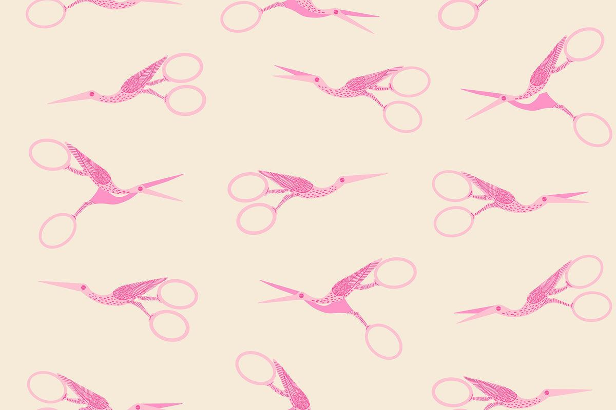 PREORDER 1-800-Notion || Stork Scissors Shell || Cotton Quilting Fabric