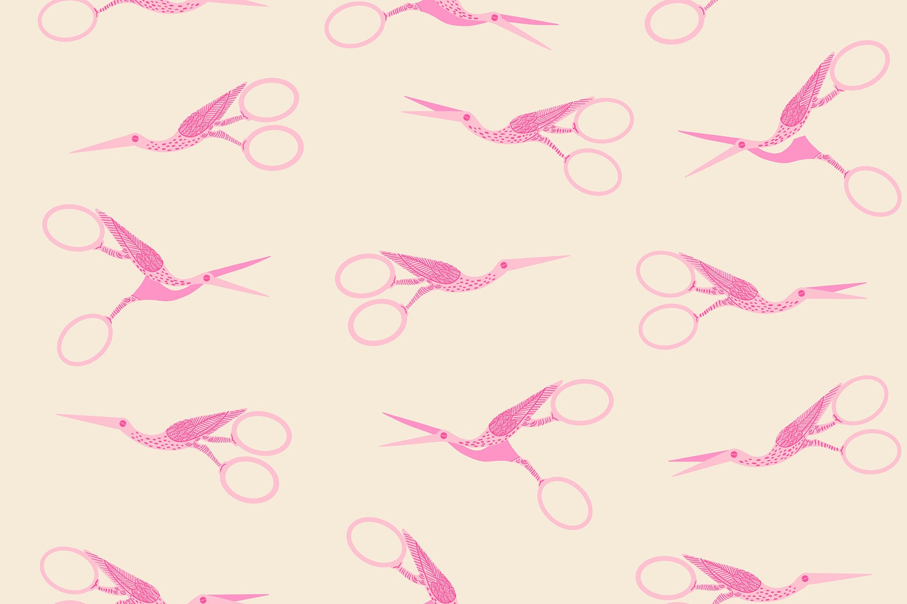 PREORDER 1-800-Notion || Stork Scissors Shell || Cotton Quilting Fabric