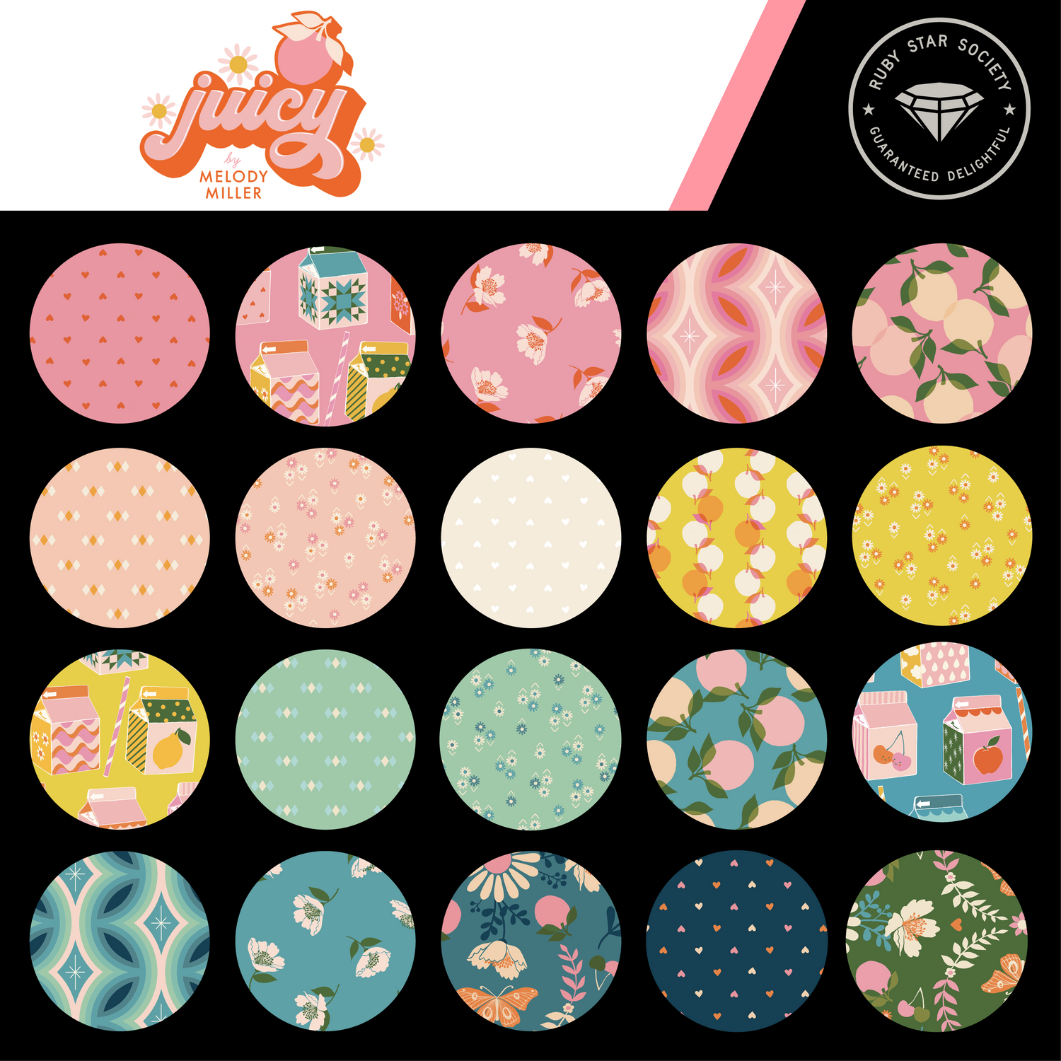 JUICY|| 42 pc Charm Pack || Cotton Quilting Fabric