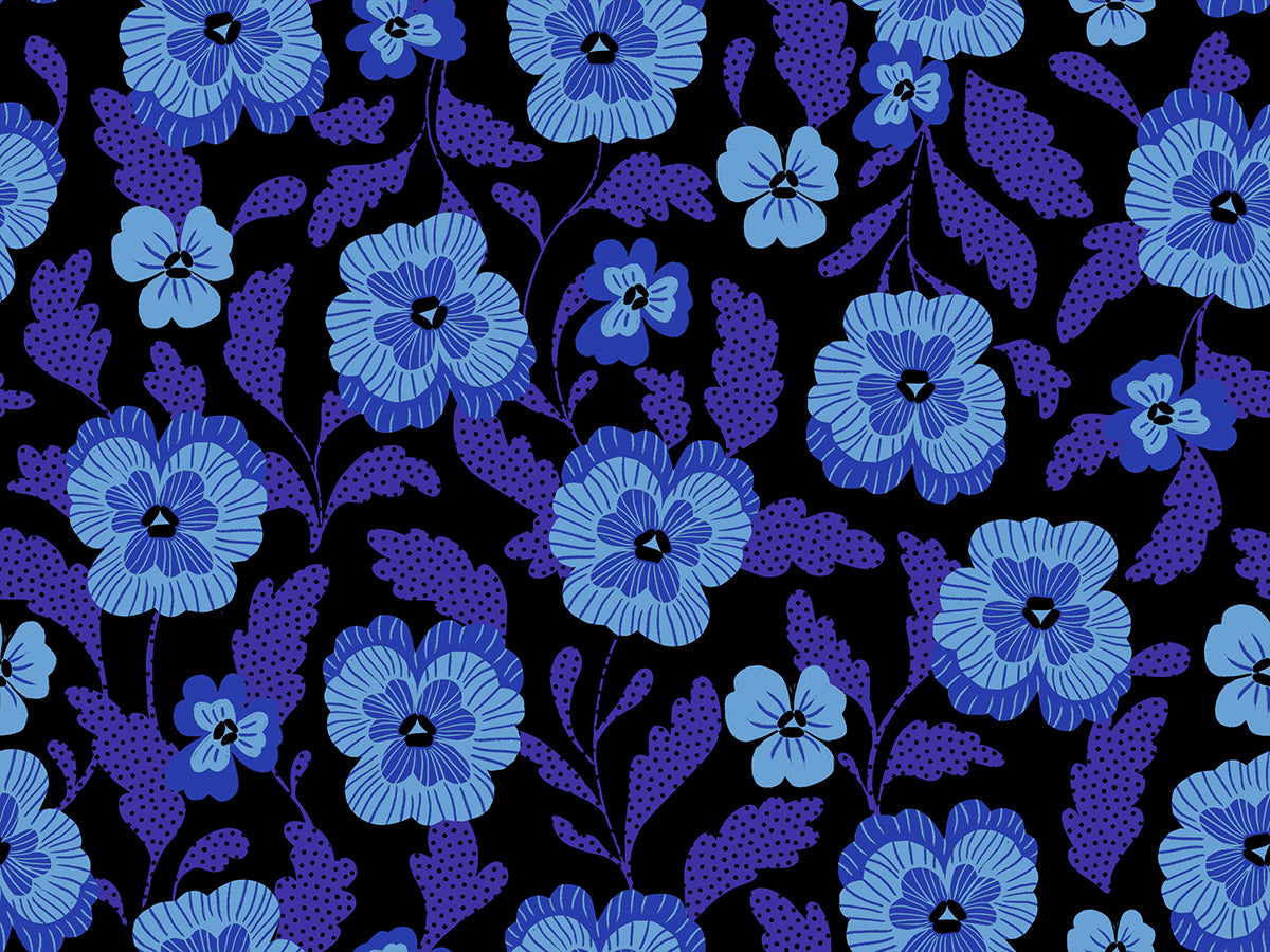 PREORDER Hello Alice || Violets Black || Cotton Quilting Fabric