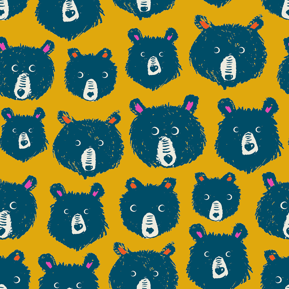 TEDDY AND THE BEARS || Teddy and the Bears Goldenrod || Cotton Quilting Fabric