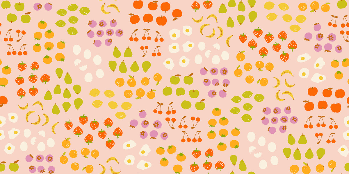 Egg and Friends || Froot Vintage Pink || Cotton Quilting Fabric