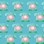 PREORDER Sparkle Mart || Telephones Dark Turquoise || Cotton Quilting Fabric