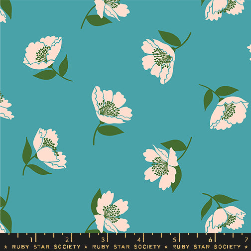 JUICY || Fluttering Dark Turquoise || Cotton Quilting Fabric