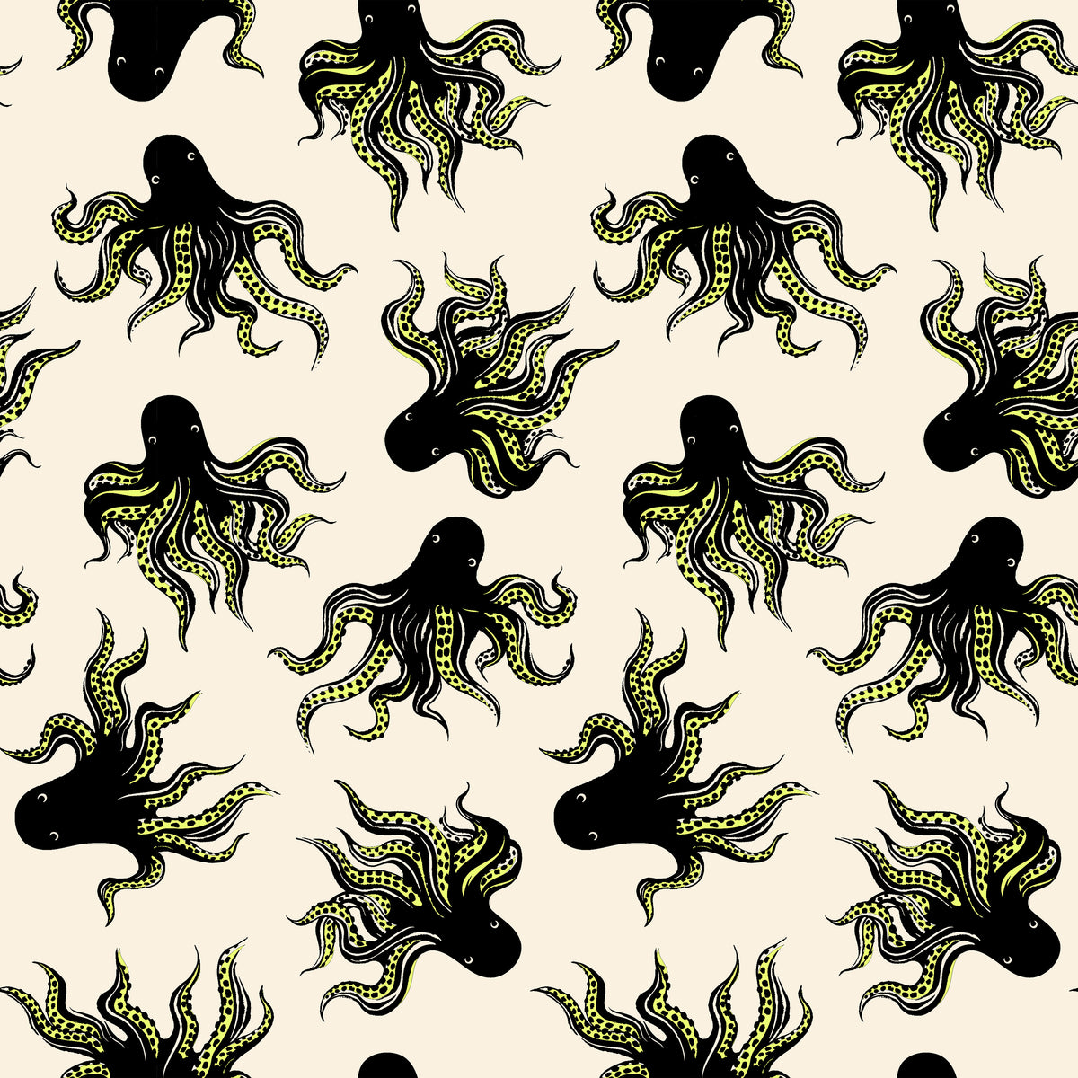 PREORDER Ink Shop || Mystery Food Neon Yellow || Cotton Linen Canvas HALF YARD