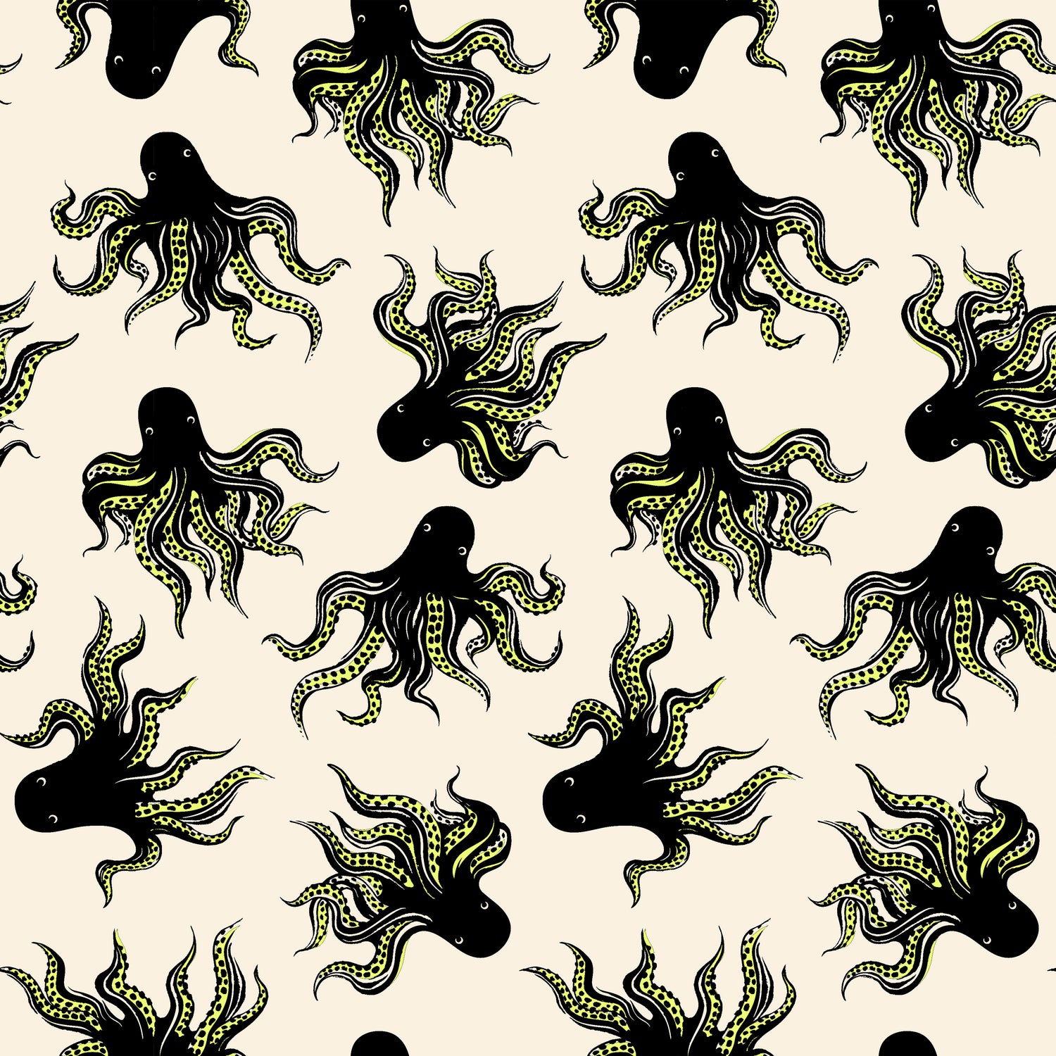 PREORDER Ink Shop || Mystery Food Neon Yellow || Cotton Linen Canvas HALF YARD