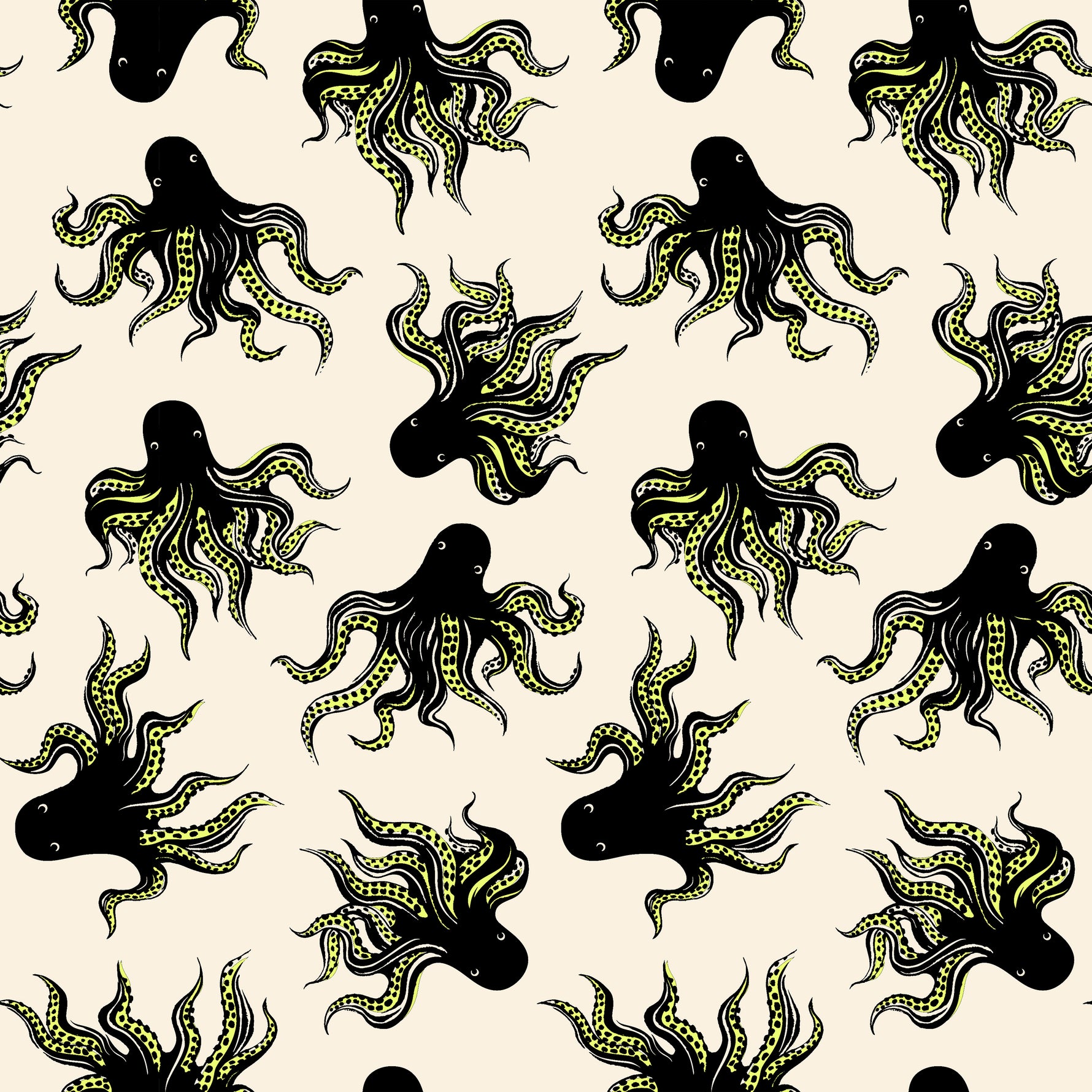 PREORDER Ink Shop || Mystery Food Neon Yellow || Cotton Linen Canvas HALF YARD