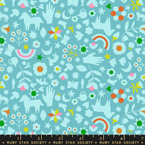 PREORDER Catnap || Little Luck Turquoise || Cotton Quilting Fabric