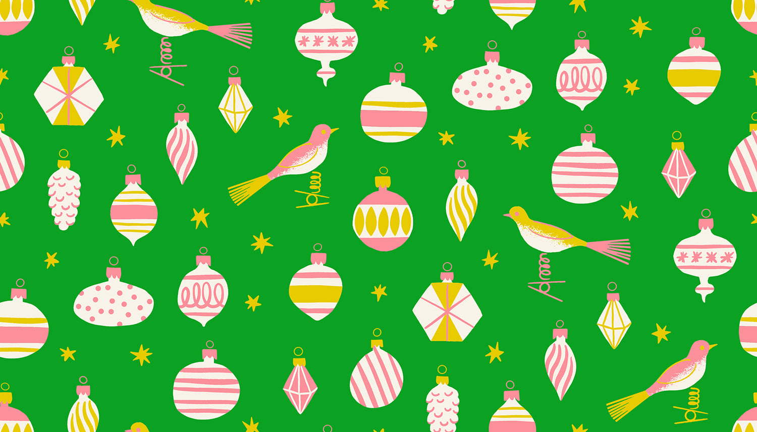 PREORDER MERRY HAPPY || Baubles Verdant || Cotton Quilting Fabric