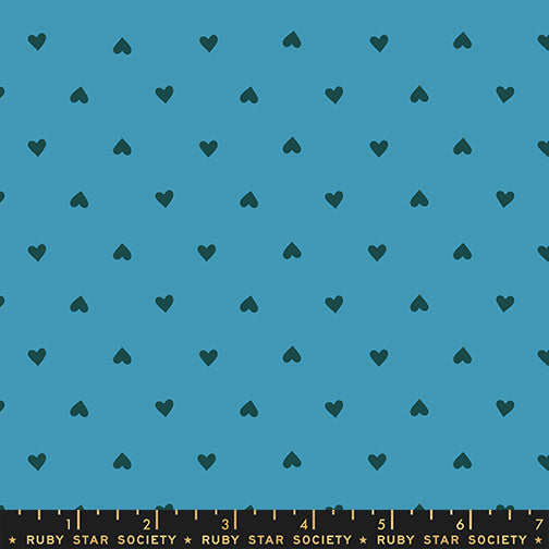 PREORDER Sparkle Shopper || Hearts Vintage Blue || Cotton Quilting Fabric