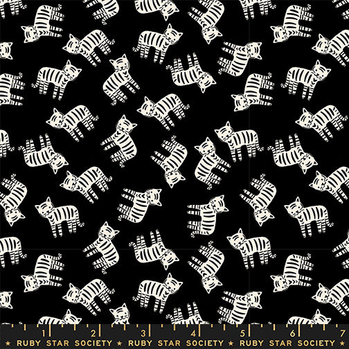 PREORDER 1-800-Calico || Meow Black || Cotton Quilting Fabric