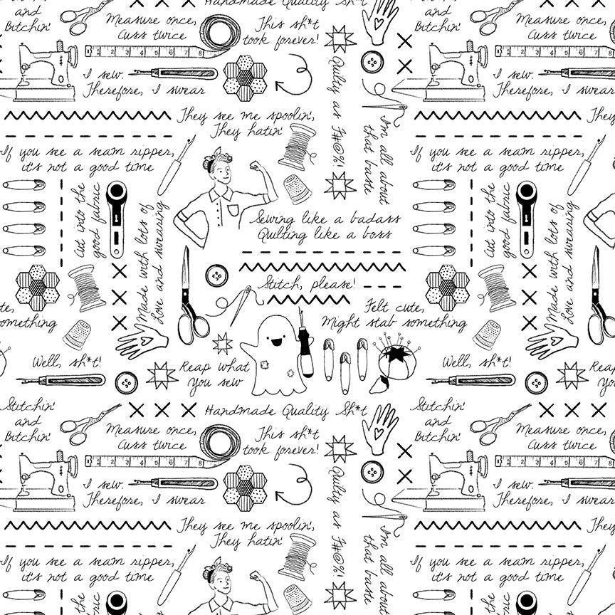 Quiet Riot || Sweary Stitching || Cotton Quilting Fabric