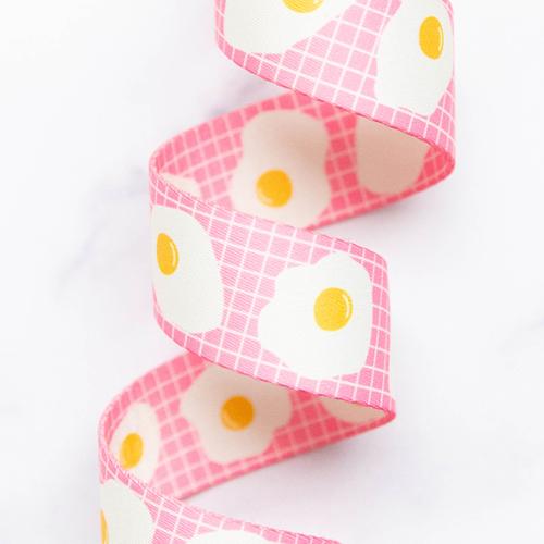 1.5" Fried Eggs Pink Webbing ||Half Yard