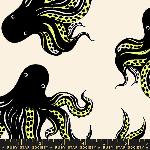 PREORDER Ink Shop || Mystery Food Neon Yellow || Cotton Linen Canvas HALF YARD