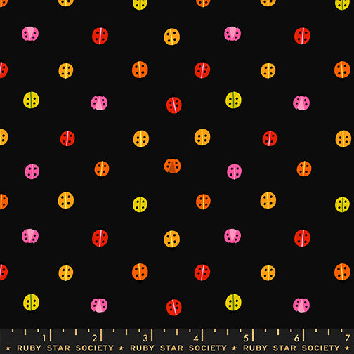 PREORDER Daisy Days || Ladybug Black || Cotton Quilting Fabric