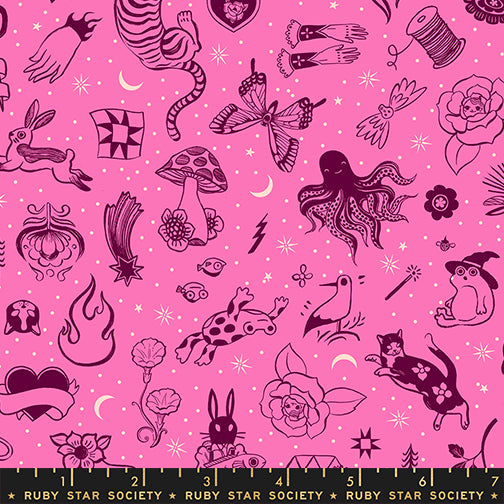 PREORDER Ink Shop || Tattoo Flash Lipstick || Cotton Quilting Fabric