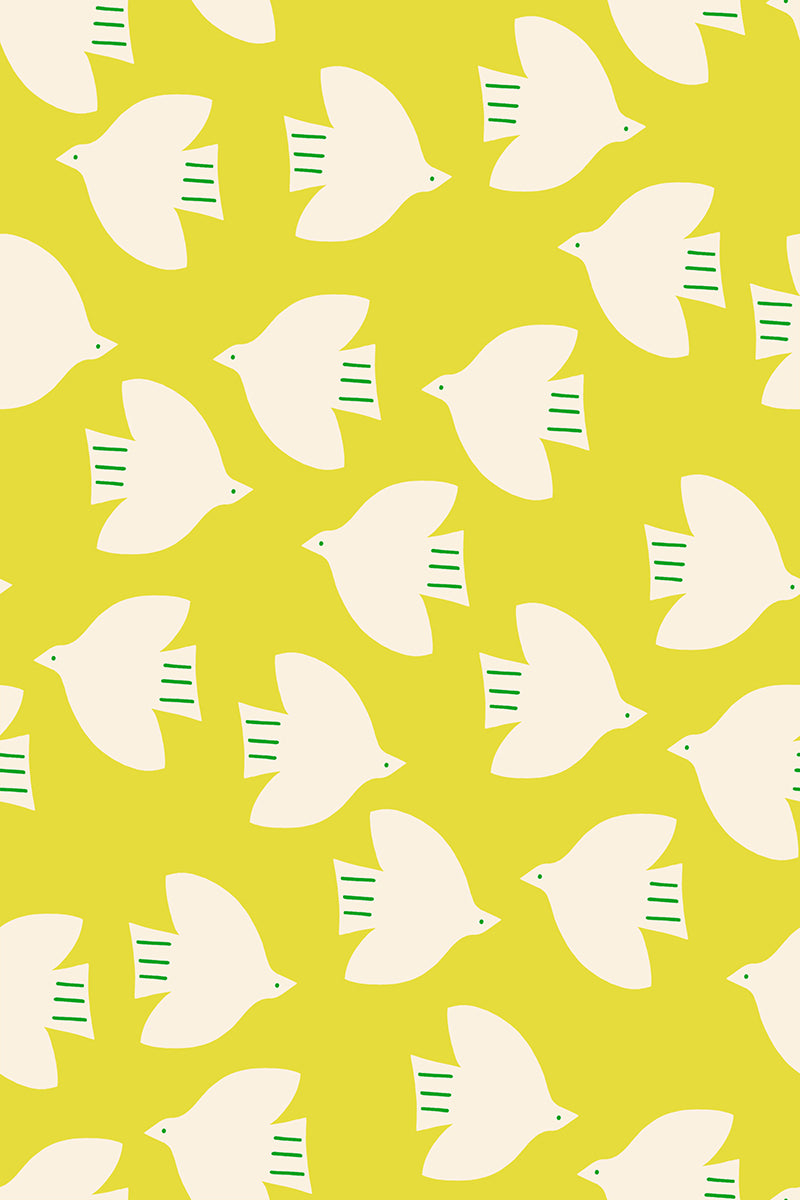 PREORDER Catnap || Birds Citron || Cotton Quilting Fabric