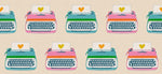 Best Day Ever || Typewriters Natural || Cotton Linen Canvas Half Yard