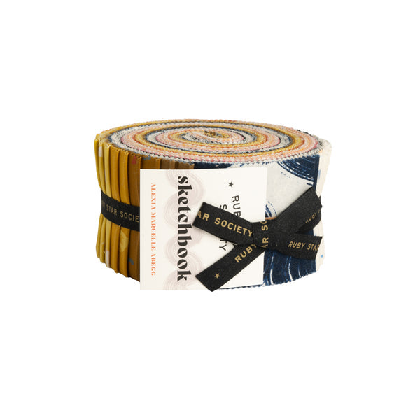 Sketchbook || 42 pc Jelly Roll || Cotton Quilting Fabric