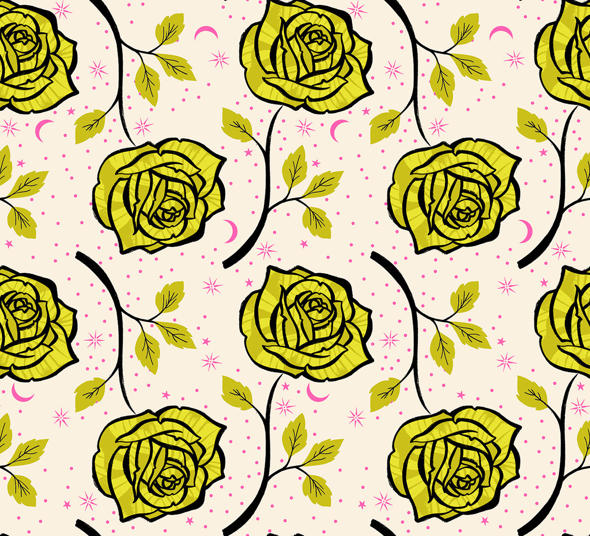 PREORDER Ink Shop || Ink Rose Pistachio || Cotton Quilting Fabric