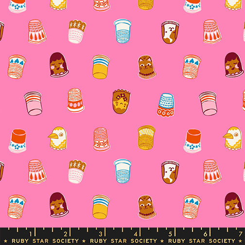 PREORDER 1-800-Notion || Thimbles Flamingo || Cotton Quilting Fabric