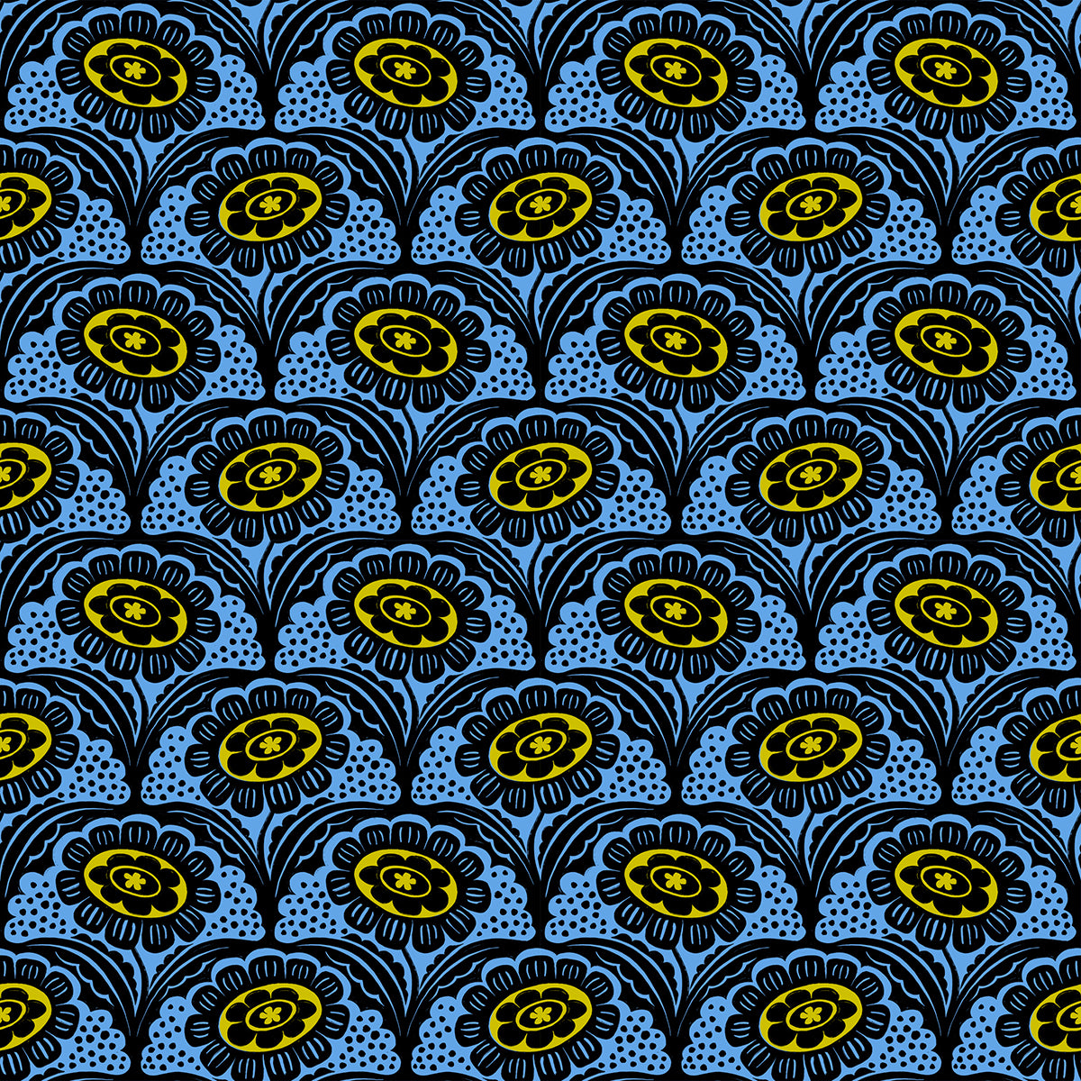 PREORDER Ink Shop || Scallop Flower Lindley Blue || Cotton Quilting Fabric