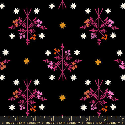 PREORDER 1-800-Calico || Bouquet Black || Cotton Quilting Fabric