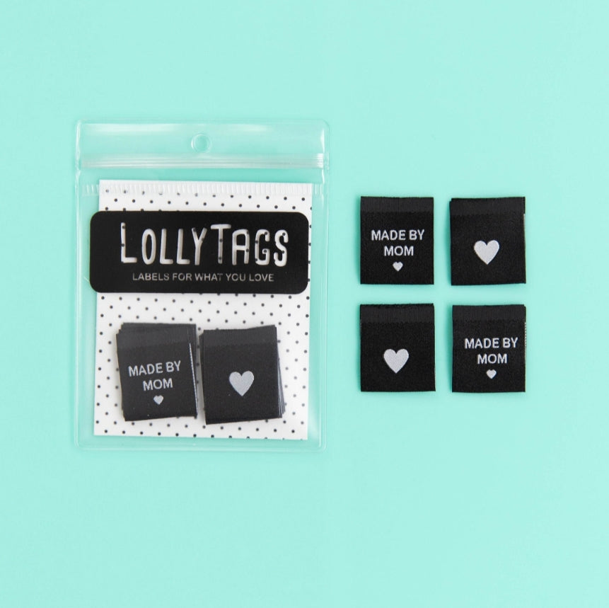 "Made by Mom" Lolly Tags Labels || Pack of 8 Woven Labels