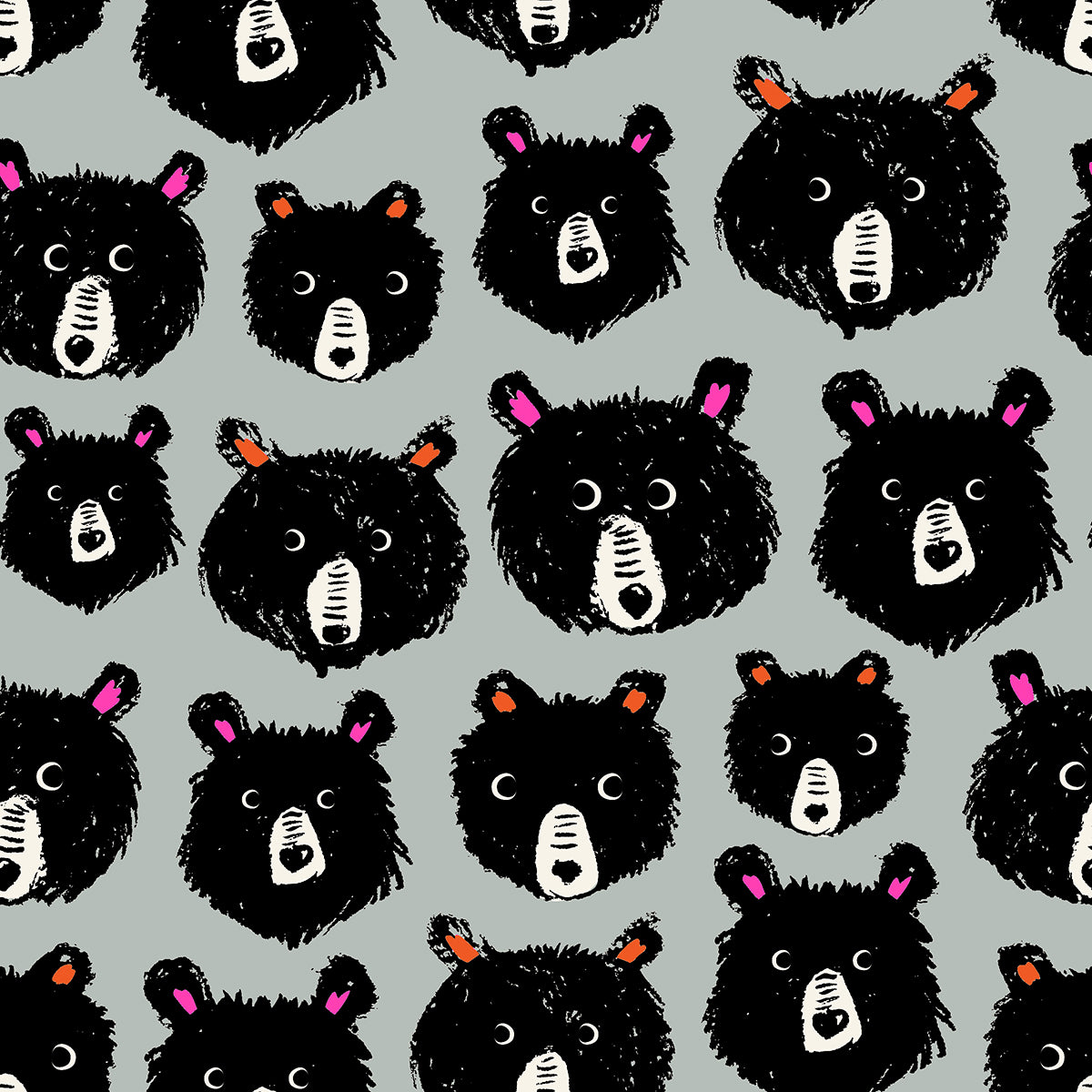 TEDDY AND THE BEARS || Teddy and the Bears Steel || Cotton Quilting Fabric