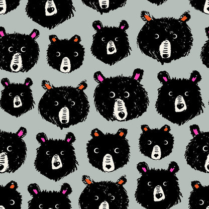 PREORDER TEDDY AND THE BEARS || Teddy and the Bears Steel || Cotton Quilting Fabric