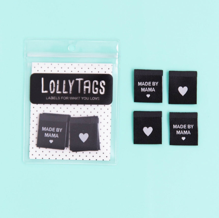 "Made by Mama" Lolly Tags Labels || Pack of 8 Woven Labels