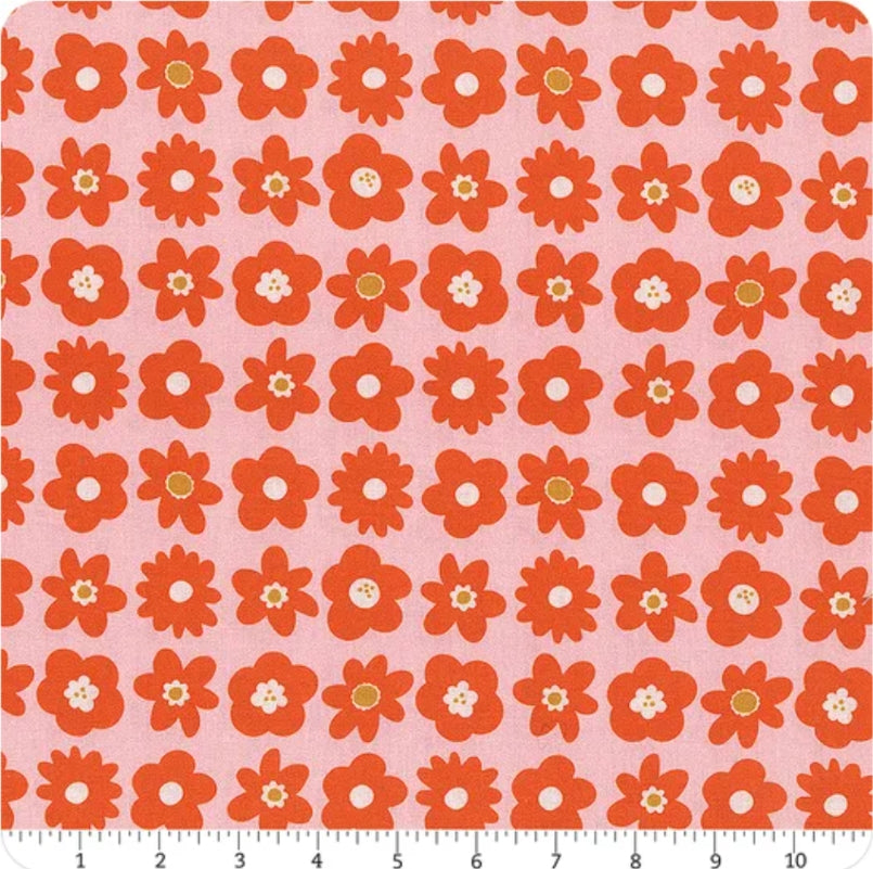 Joyful June || Blooms Orange || Cotton Quilting Fabric