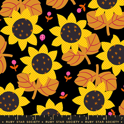 PREORDER Daisy Days || Sunflower Black || Cotton Quilting Fabric