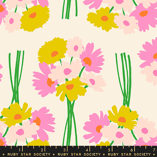 PREORDER Sparkle Mart || Flower Dept Natural || Cotton Quilting Fabric