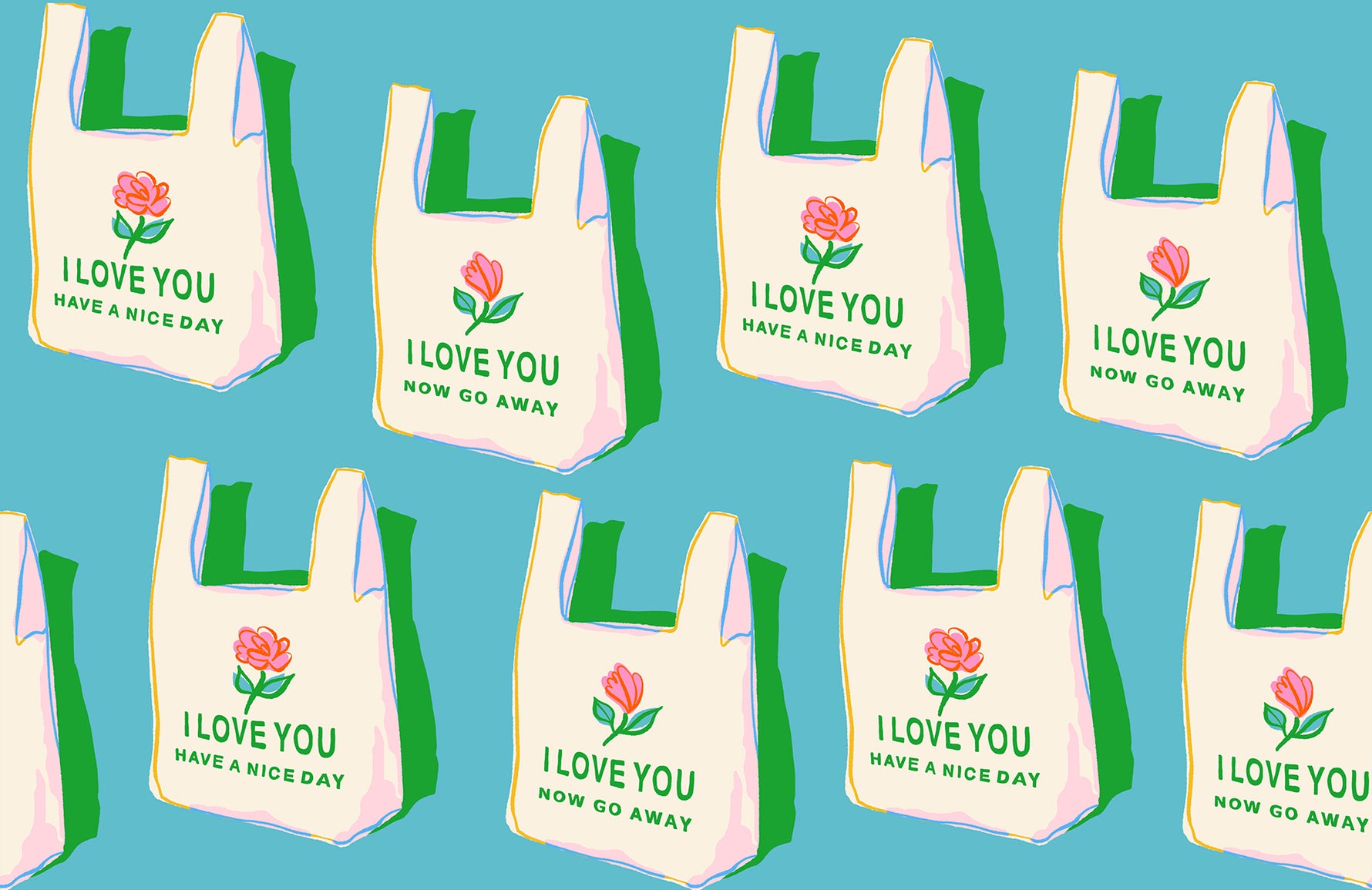 PREORDER Sparkle Mart || Have a Nice Day Turquoise || Cotton Quilting Fabric