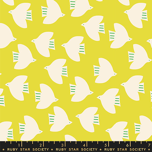 PREORDER Catnap || Birds Citron || Cotton Quilting Fabric